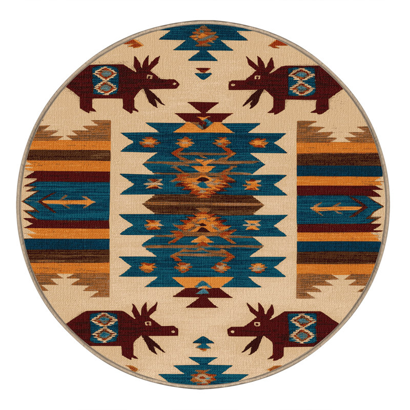  Tapis de style sud-ouest lavable Armadillo, Rond 4 pi