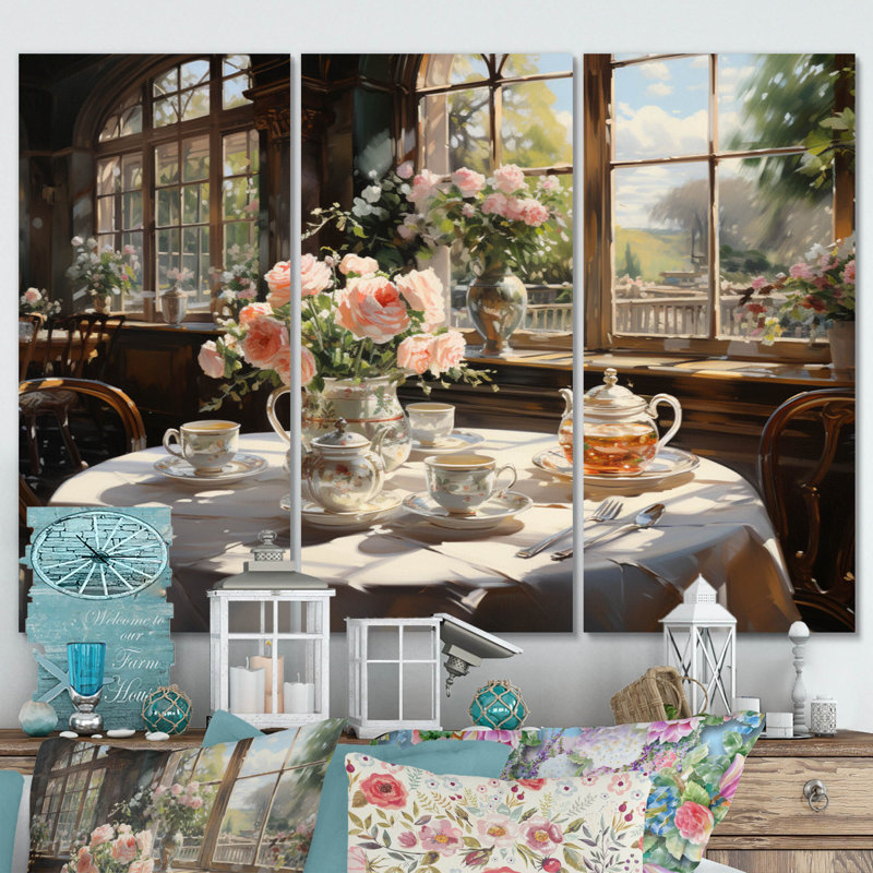 «Country Club Af Afres Tea V», reproduction sur toile 3 pièces, H 32 po x l 48 po, Wrapped Canvas