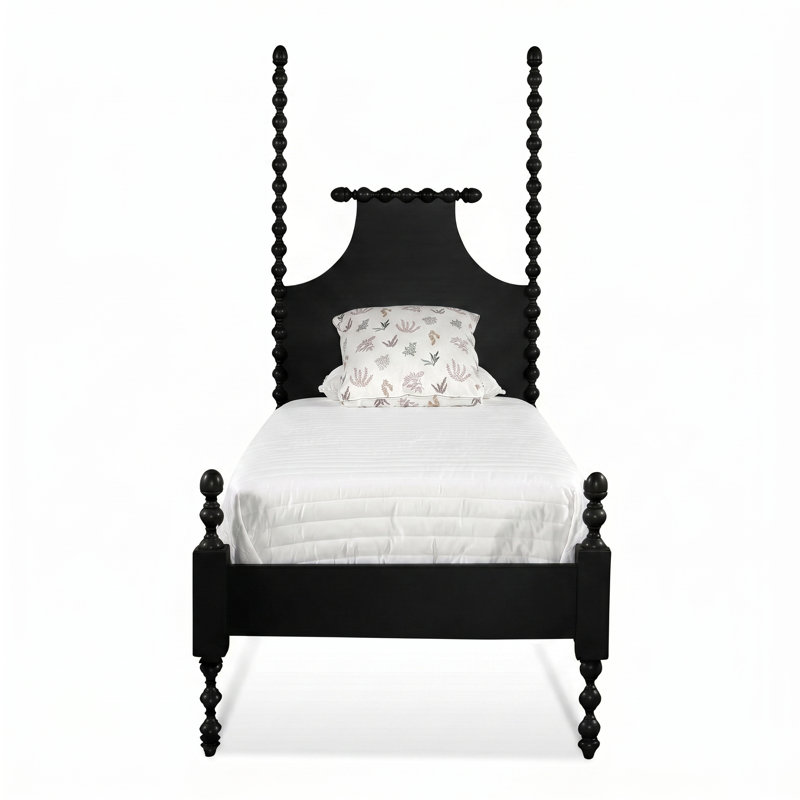 Mary Spindle Four Post Bed, Twin, Black