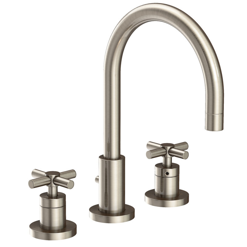 East Linear Widespread Bathroom Faucet with Drain Assembly, Antique Nickel