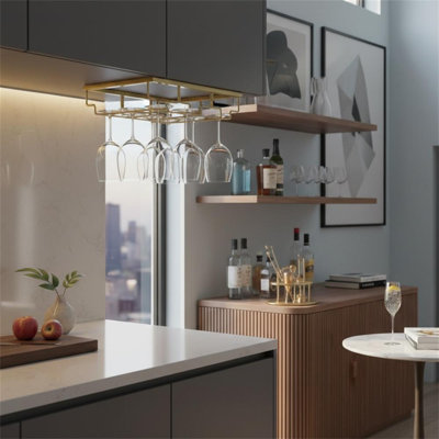 Iron Wine Glass Rack in Gold