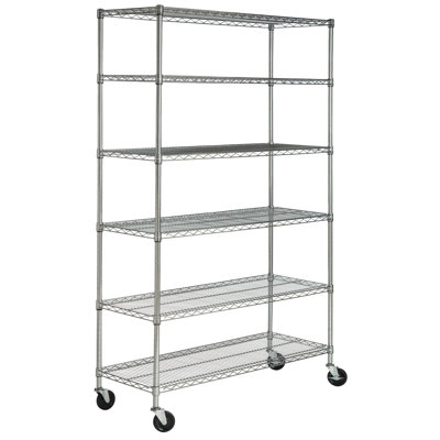 47.6'' W Steel Shelving Unit with Wheels