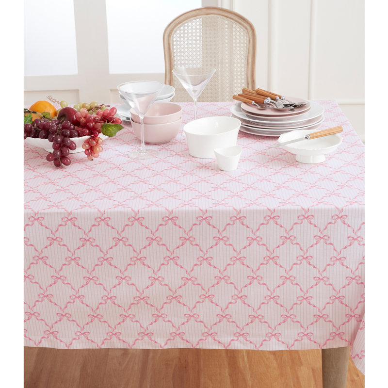 Bows - 100% Pure Cotton Tablecloth, 120" x 60"