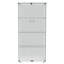 4-Tier Double Door Glass Display Cabinet with USB LED Strip, 163cmH Large Frameless Curio Cabinet with Glass Top, Black / White-1975298137