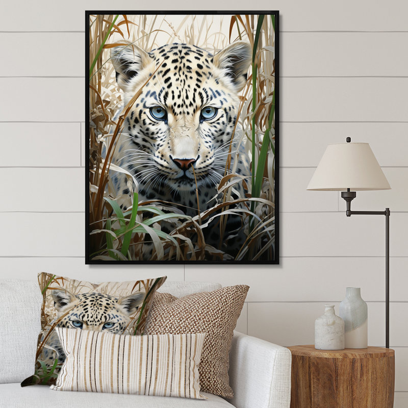 Delisio, Afrique, Léopards furtifs, sur toile, H 40 po x l 30 po x P 1,5 po, Cadre flottant noir