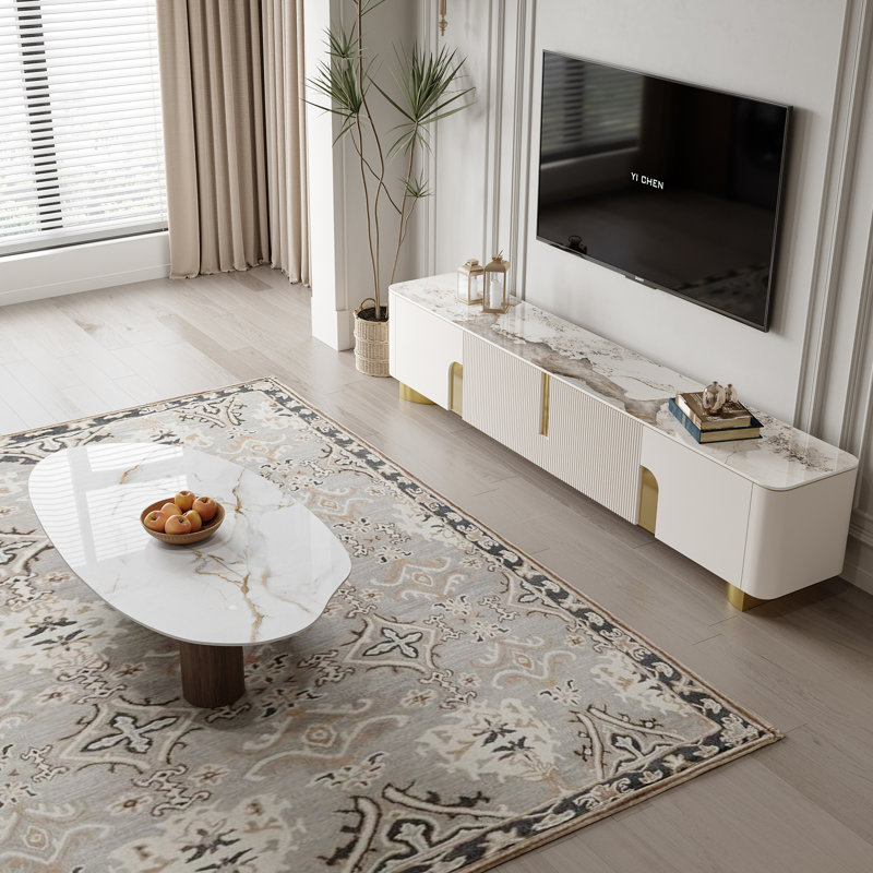 Ensemble de salon moderne, meuble télé beige