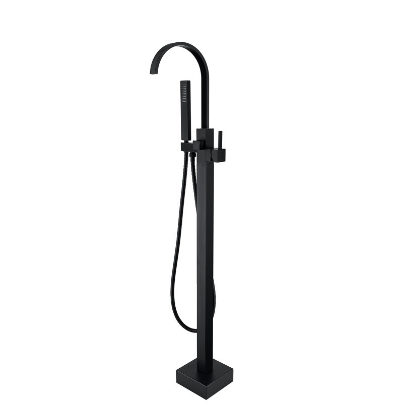 Freestanding Bathtub Faucet With Hand Shower, Matte Black Style Solid Corrosion Proof