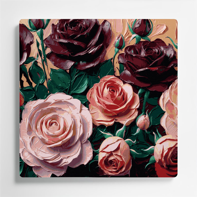 «Botanical Roses», art mural en métal brun, H 192 po x l 192 po x P 0,05 po