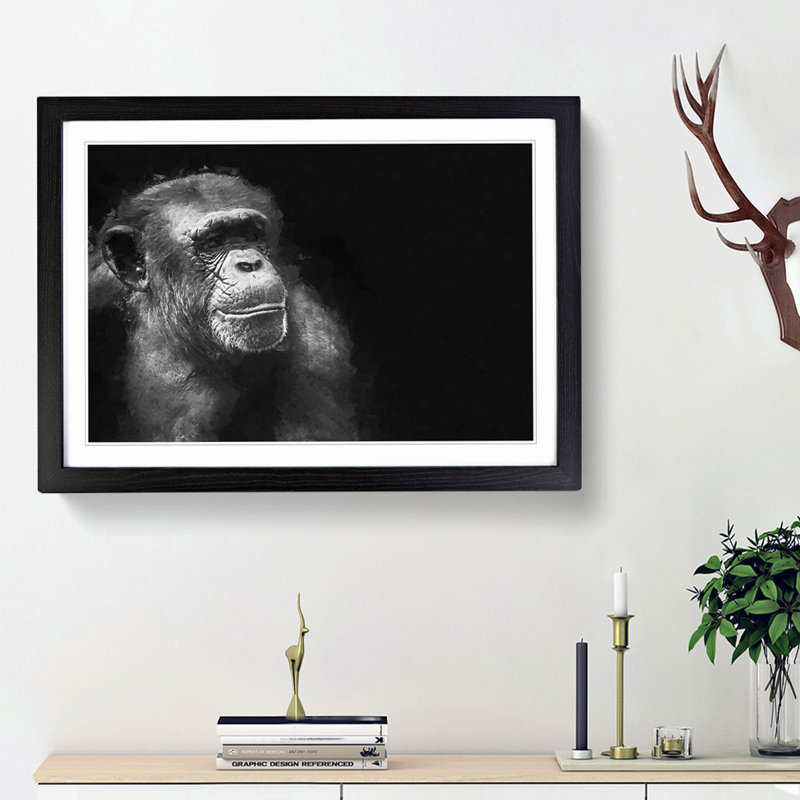 Ape in Abstract - Picture Frame Graphic Art Print, Black Framed, 36cm H x 48cm W x 2cm D