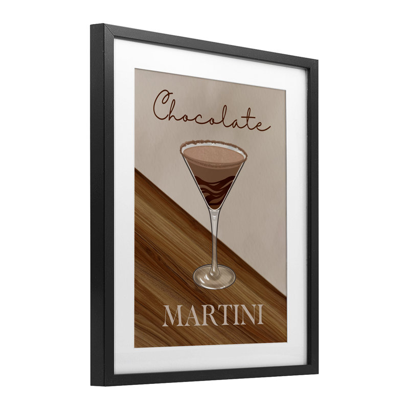 Martini au chocolat sur fond brun, reproduction sous verre, conception de Marcus Prime, H 16 po x l 13 po