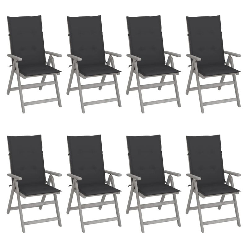 Chaise d'extérieur avec chaises inclinables d'extérieur en bois d'acacia massif, Gris