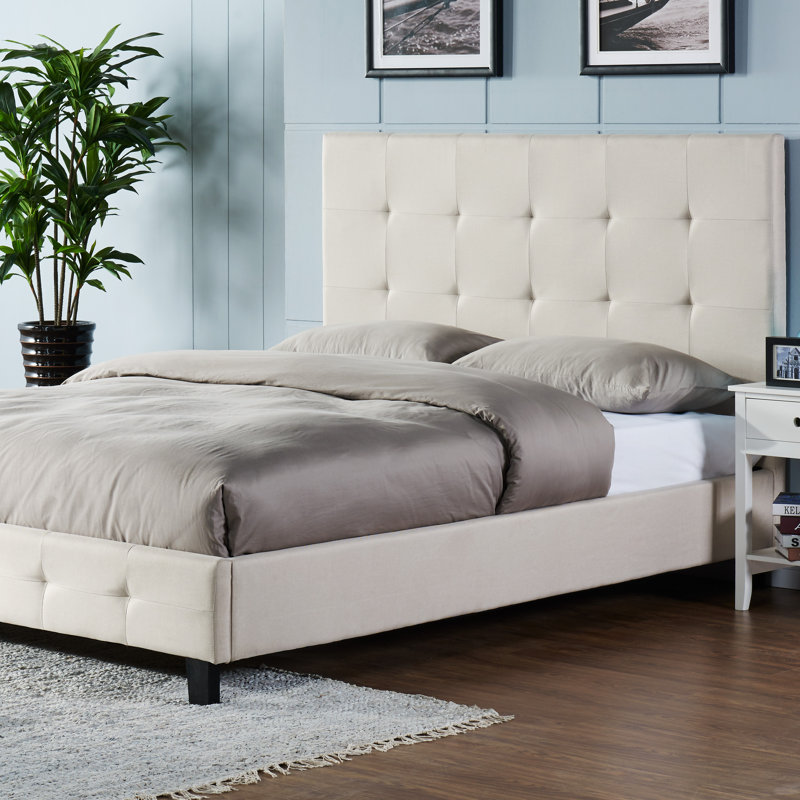 Abbi-Louise Upholstered Platform Bed, King, Bone