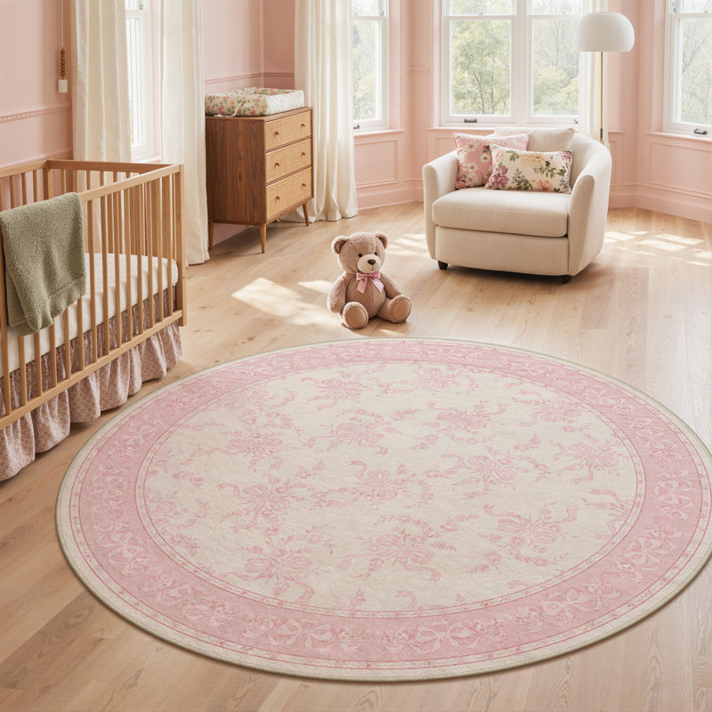 Tapis rose / beige Atascadero, Rond 5 pi