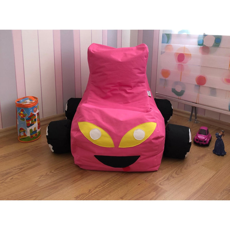 Fauteuil à billes rose confortable de 35,4 po x 27,6 po x 35,4 po | 100% polyester, tissu imperméable, housse zippée amovible | Rempli de mousse de styromousse recyclée pour une détente ultime | Parfait pour les enfants et les adolescents