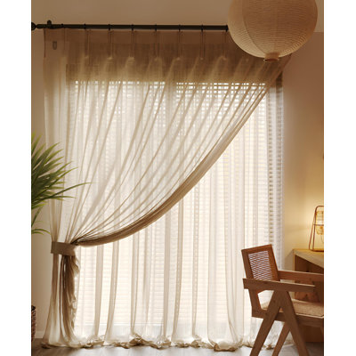 Japanese Linen Sheer Curtains - Light Filtering & Non-See-Through, Literary Homestay Style For Living Room, Balcony, Bedroom & Study