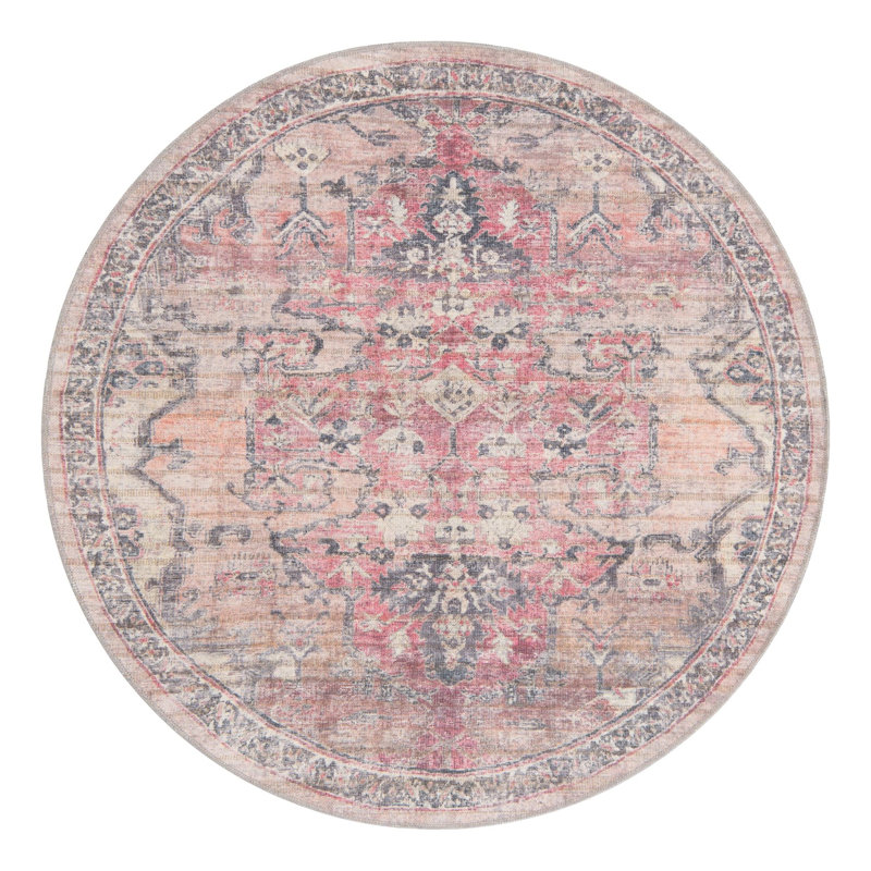 Tapis oriental beige / rose Engelman, Rond 5 pi 3 po