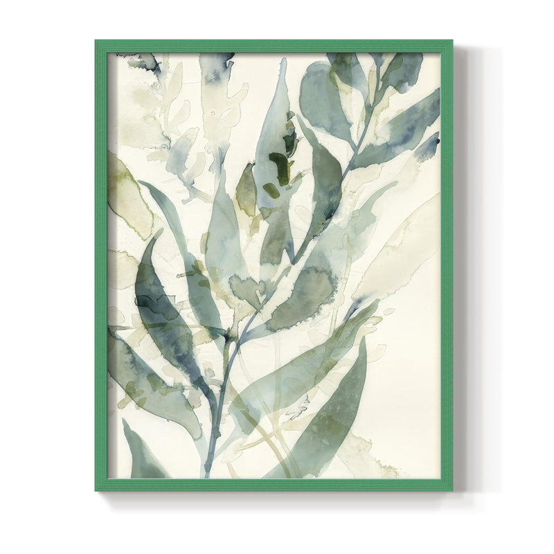 Underwater Botany I, reproduction encadrée - bois massif, H 15 po x l 12 po, Vert