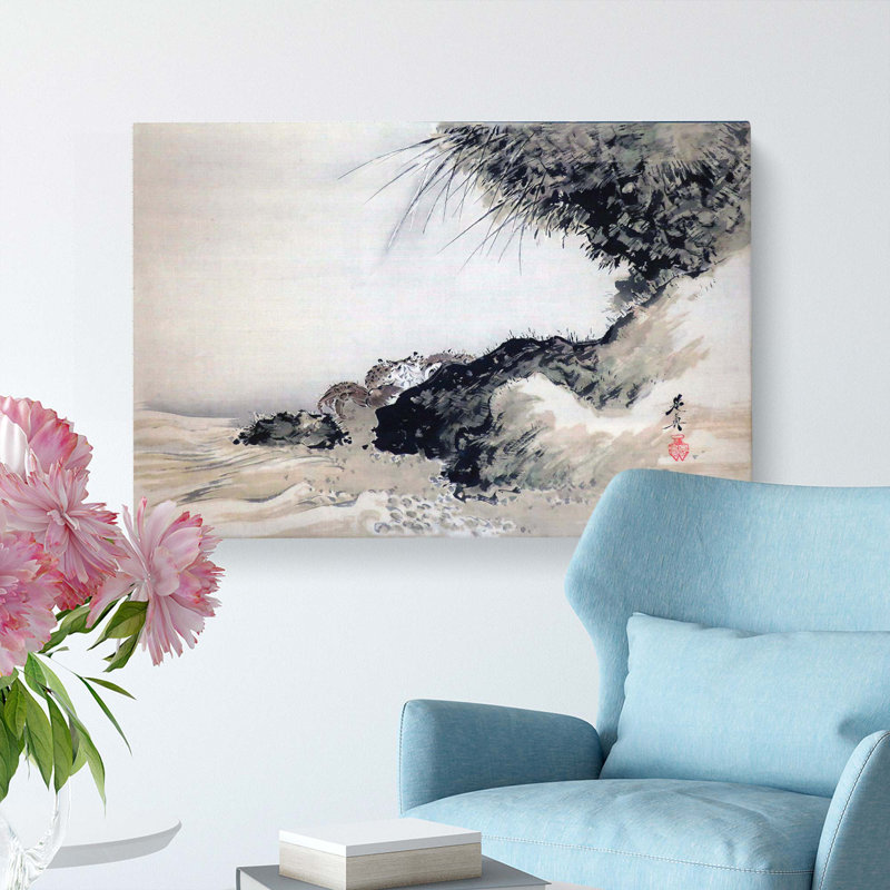 Crabs On Shore Rocks by Shibata Zeshin - Wrapped Canvas Painting, 50cm H x 76cm W x 3cm D