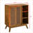 Sideboard Cabinet Mid Century Modern Light Wood with Rattan Doors, Adjustable Shelves &amp; Outlet Holes | MDF | Solid Wood Feet-1341216458