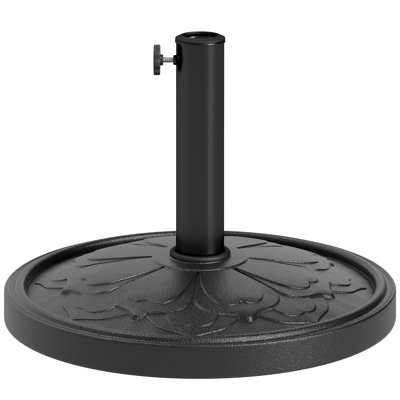 Base ronde de parasol de patio, base de support de parasol d'extérieur en résine 26 lb, support de parasol de patio pour poteaux de parasol 1,3 "/ 1,5" / 1,9 "pour l'extérieur, pelouse, bord de piscine, noir