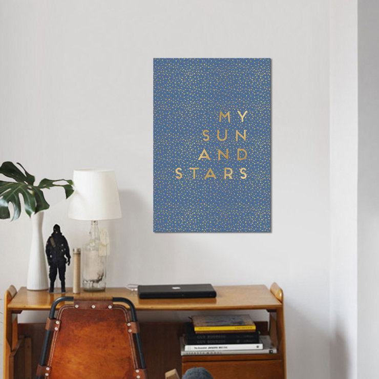 «My Sun and Stars», reproduction d'art textuel sur toile, H 12 po x l 8 po x P 0,75 po, Pas de tapis, Toile tendue