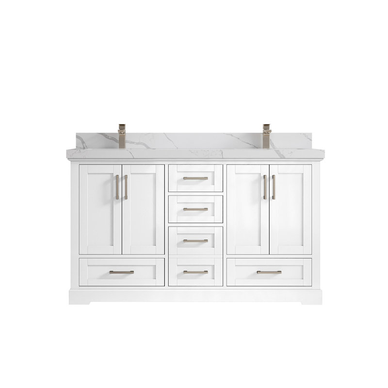 Ensemble de meuble-lavabo double 60 po Esin, Calacatta Laza