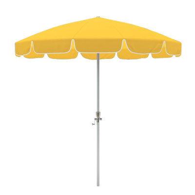 Parasol de patio 8,5 pi avec nervures en fibre de verre et collier inclinable en tournesol jaune Sunbrella