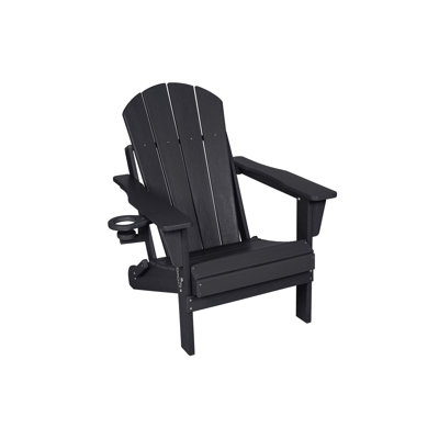 Chaise Adirondack pliante Hdpe avec porte-gobelet double - Chaise Adirondack composite avec texture bois