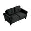 Canapé modulaire confortable en velours noir à 2 places pour la chambre à coucher ou le bureau, avec structure en bois franc, coussins de soutien en mousse et poupée en coton à accoudoir droit légèrement incliné-1633521820
