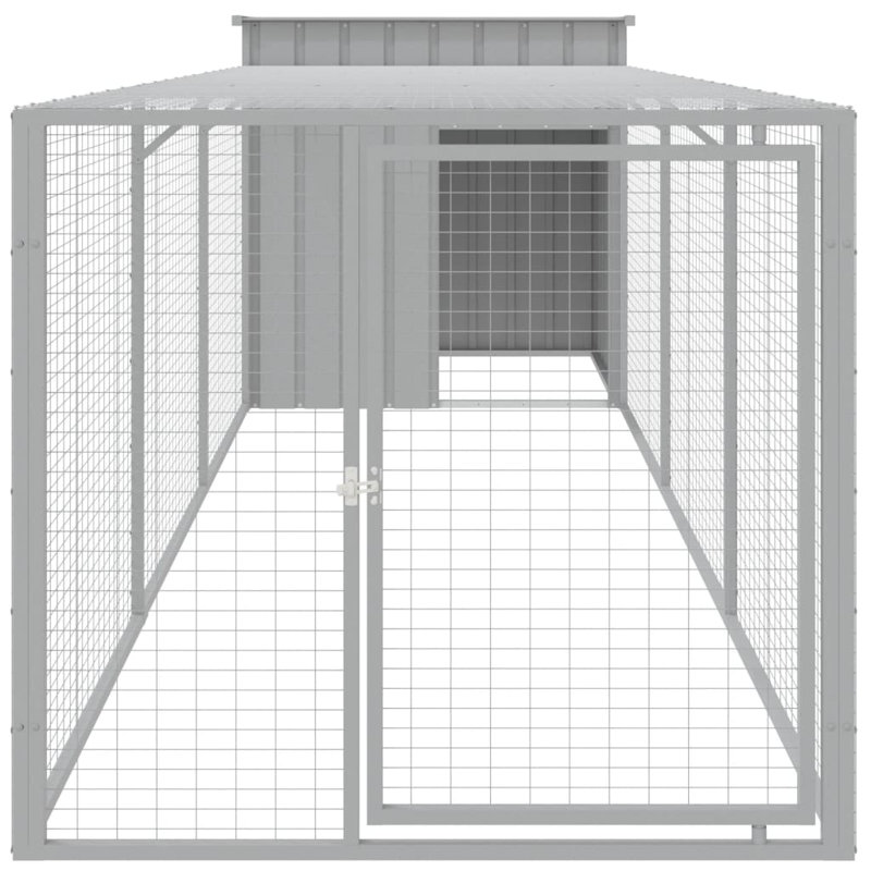 Poulailler avec grillage Ebelina, Gris clair, H 43,3 po x l 43,3 po x P 159,4 po