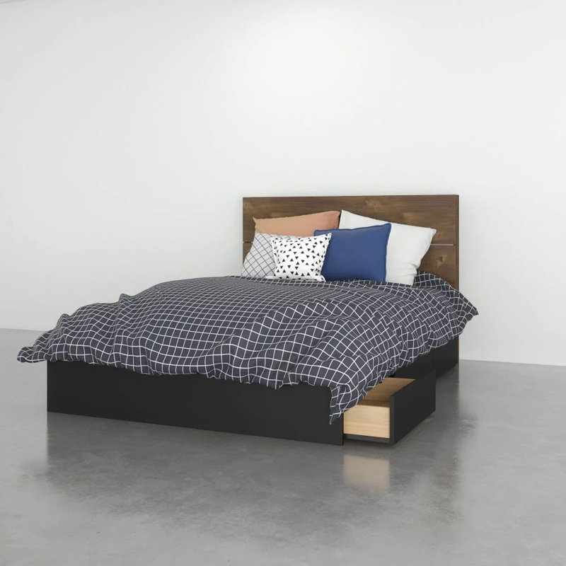 Bourquin Platform Storage Bed, Truffle/Black, Full / Double