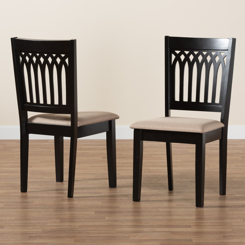 18.9'' H Fabric Upholstered Oak Side Chair, Black, Beige