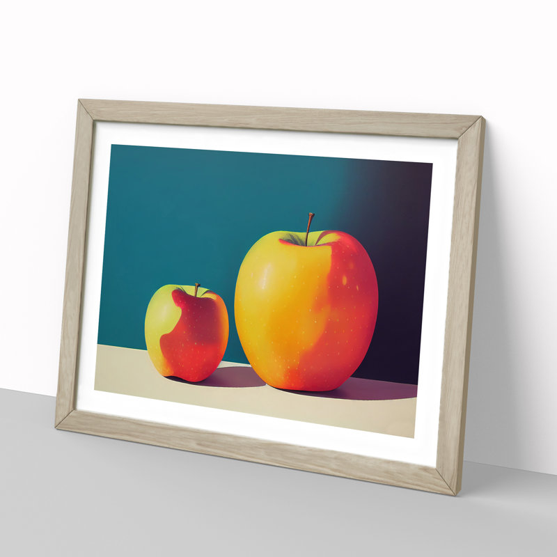 Two Apples Fruit Vol.1 - Framed Print, 34cm H x 46cm W x 2cm D, Oak