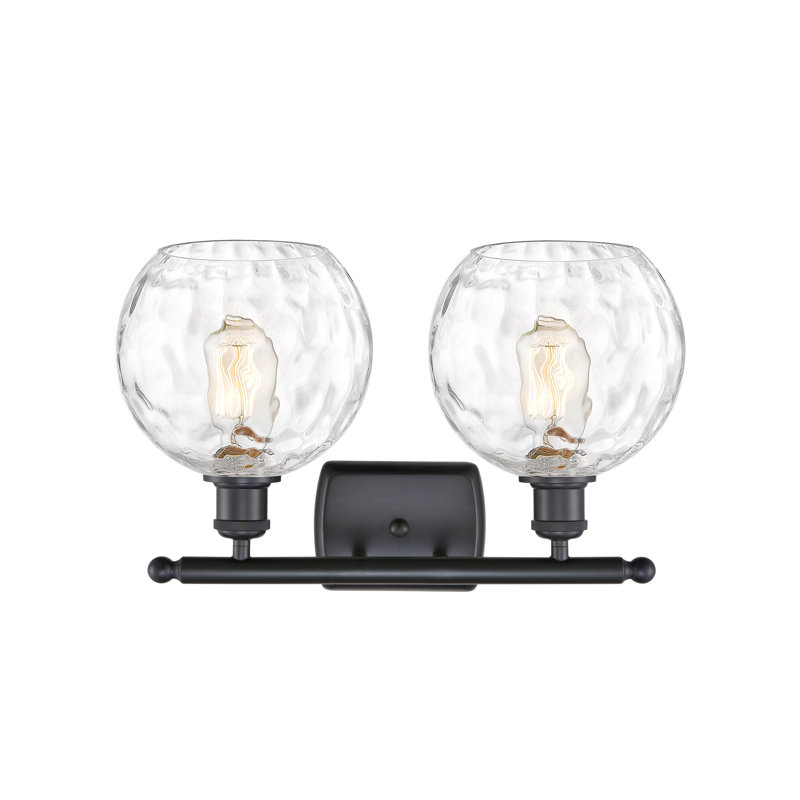 Éclairage pour meuble-lavabo en laiton antique à 2 lumières Cindi, Noir mat, Ampoule non incluse