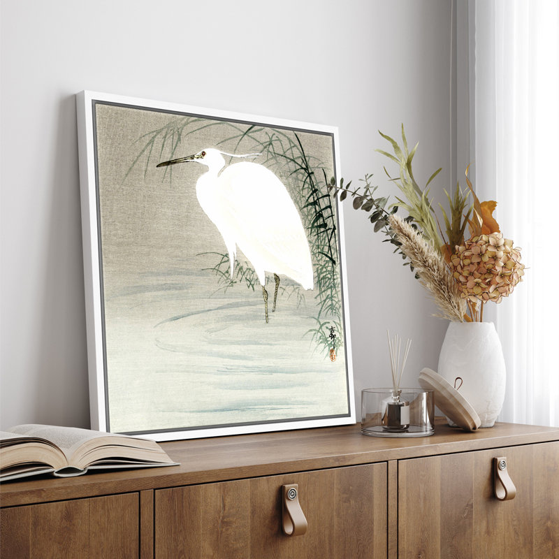 "White Aigrette" par Water, impression d'oiseaux élégants, impression sur toile encadrée, H 24 po x l 24 po x P 1,5 po
