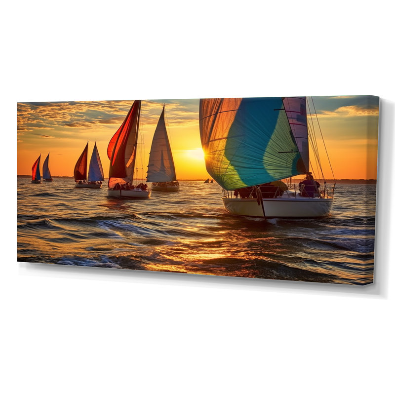 Boating Bliss II - Boating Wall Art, Wrapped Canvas, 28" H x 60" W x 1.5" D