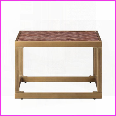 Table basse rétro en cuir fleur brun - Assemblage facile Rangement polyvalent pour le salon