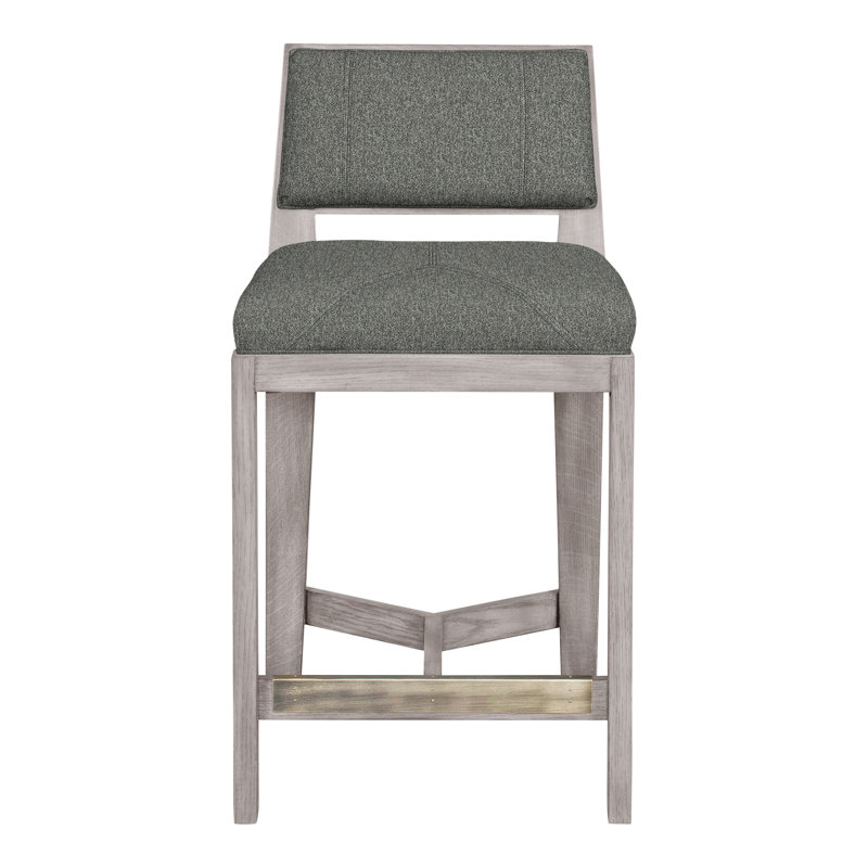 Scoville By Thom Filicia Upholstered Counter Stool with Solid Wood Frame, Gris colombe, Étain Ian