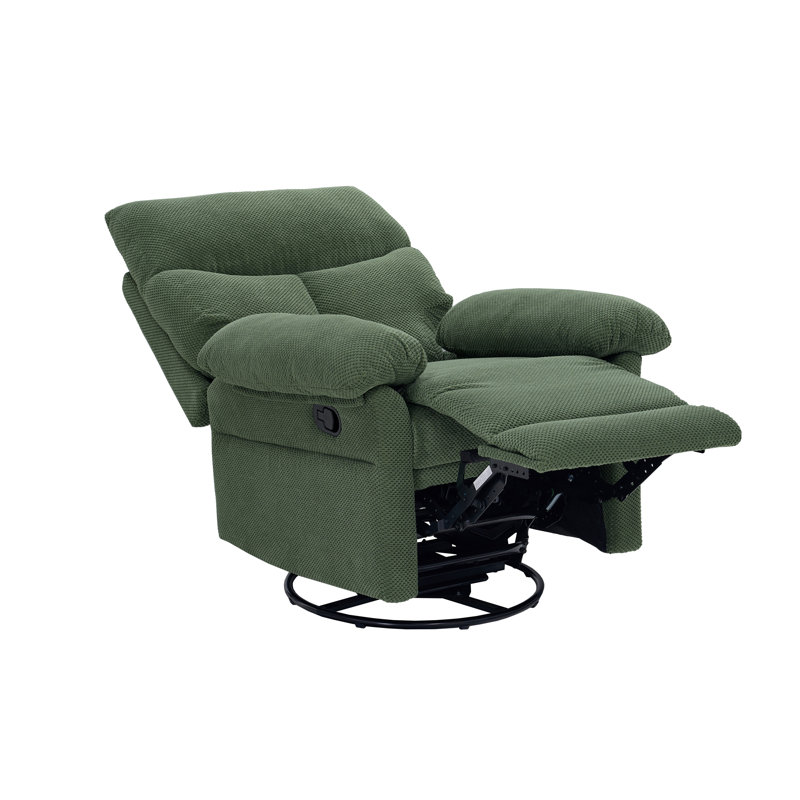Fauteuil inclinable, pivotant, moderne et rembourré avec tissu texturé pour salon et chambre de bébé, Dark Green