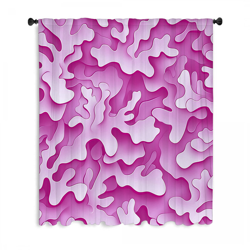 Rideaux de fenêtre roses abstraits, voilages abstraits et voilages - 1 panneau, L 50 po x L 84 po