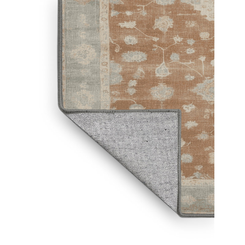 Machine Washable Overdyed Gray Area Rug, Round 5'