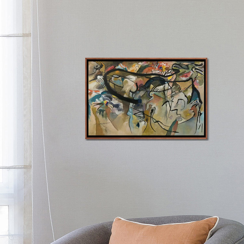 « composition v » par wassily kandinsky,-impression, H 16 po x l 24 po x P 1 po, Papier avec cadre noir