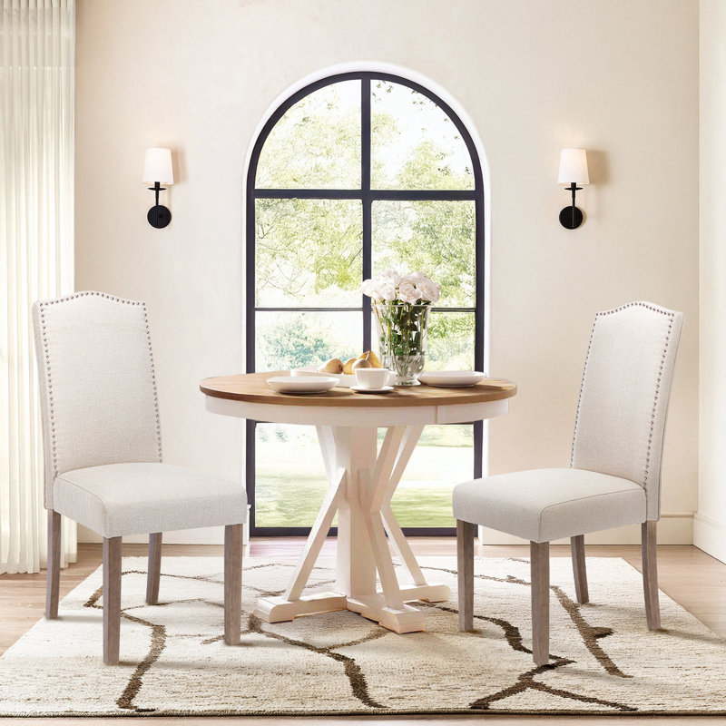 Chaise parsons capitonnée en lin rembourré, Beige
