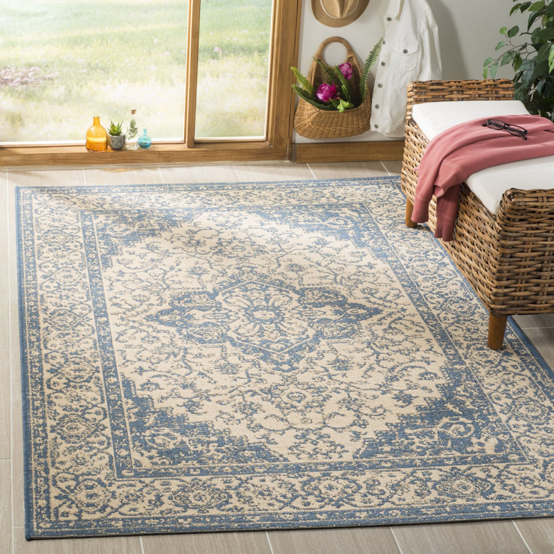 Donivin Linden 100 Performance Oriental Indoor/Outdoor Area Rug, Rectangle 4' x 6'