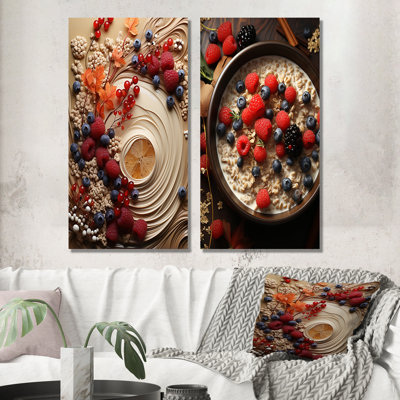 Oatmeal Odyssey - Breakfast Canvas Wall Art Set Of 2