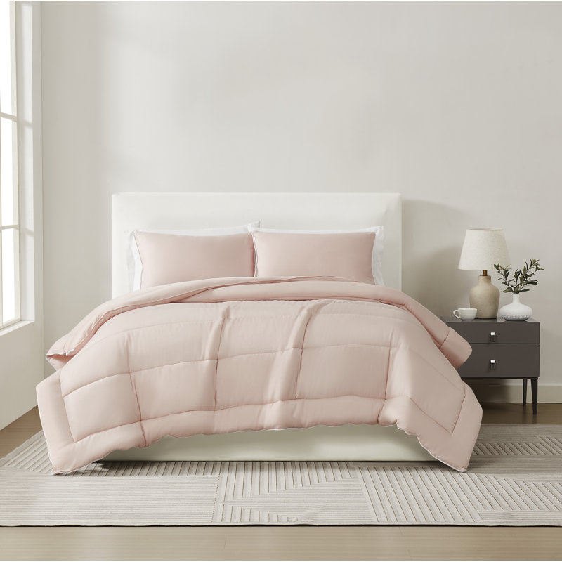 Christian Siriano NY Cotton Sateen 2 Piece Comforter Set, King Comforter + 2 King Shams, Blush