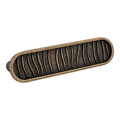 Brixwell BXB01162R2 Flat Oblong Shape Kitchen Cabinet Cup Pull, 3" Centre To Centre, 4" Length, Weathered Brass Finish