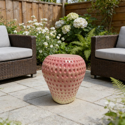 Tabouret de jardin et table d'appoint en résine 13,4 po Strawberry