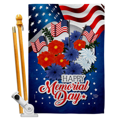 Double Sided 40'' H x 28'' W Polyester Independence Day Flag Set