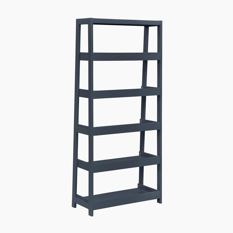 Estrela 30.5" Transitional Wood Bookcase with Five Fixed Shelves, Solid Wood Construction & Vertical Storage Tiers, Blue